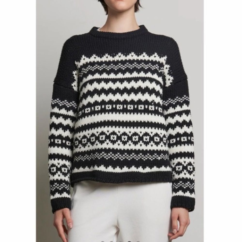Velvet by Graham & Spencer Women's Maywood Chunky Fair Isle Sweater M - Picture 2 of 12